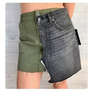 Hudson asymmetrical army green jean skirt